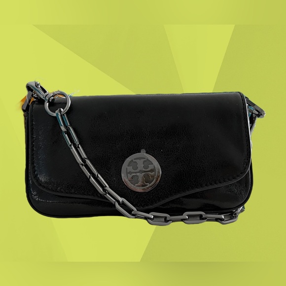 TORY BURCH new black textured leather mini bag clutch NEW TAG Mother’s Day gift - Picture 2 of 10